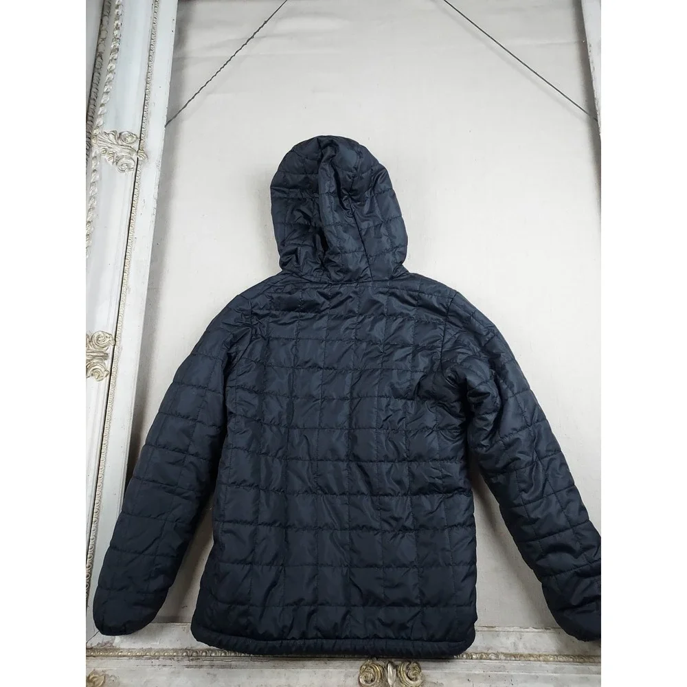 Columbia Youth Medium Black Hooded Puffer Jacket Fleece Lined Full Zip Winter